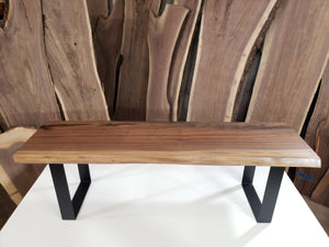 Live Edge Black Walnut Bench - 48 to 60 Inches - Handmade Black Walnut Bench