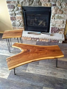 Live Edge Elm Coffee Table and End Table Set