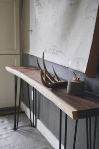 Live Edge Walnut Console Table - Sized from 36 to 82 Inchs - Handmade Black Walnut Sofa Table for Entry or Sofa