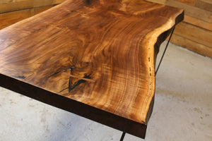 Black Walnut Live Edge Desk - 48 to 82 Inches | Handmade | Steel Base