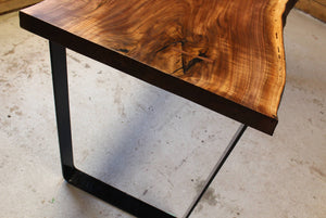 Black Walnut Live Edge Desk - 48 to 82 Inches | Handmade | Steel Base