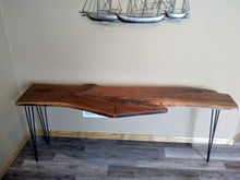 Load image into Gallery viewer, Live Edge Walnut Console Table - Handmade Black Walnut Sofa Table
